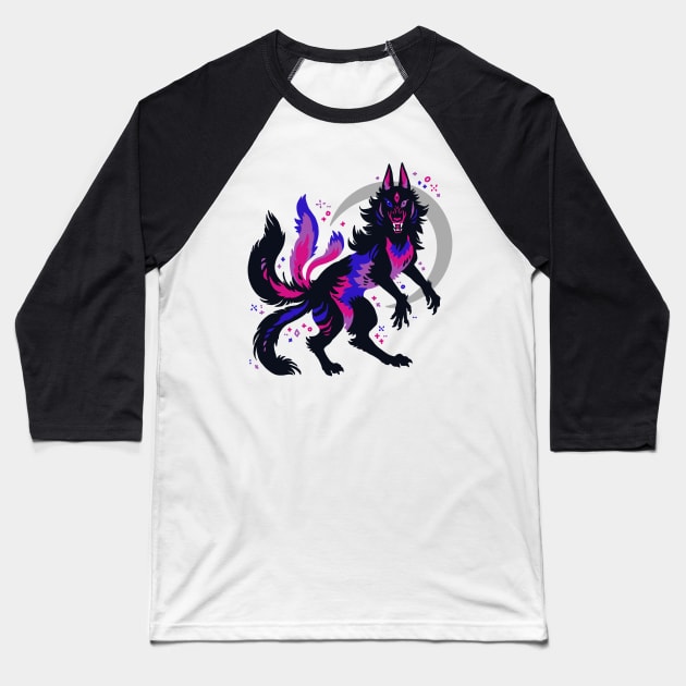 Bi Pride Flag Werewolf Baseball T-Shirt by Things By Diana